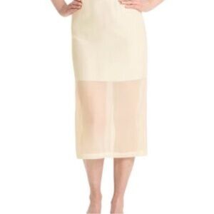 Cream Midi Skirt With Slit by a new day